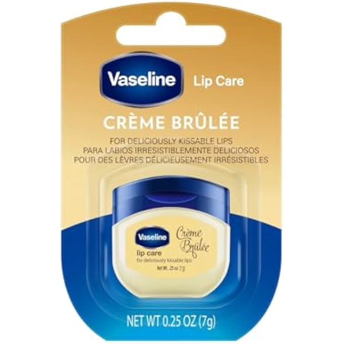 Vaseline LIP CARE CRME BRULEE LIP BALM TUB WITH PURE JELLY & CRME BRULEE FOR DELICIOUSLY KISSABLE LIPS| NOURISHES & PROTECTS LIPS| NON-GREASY LIP MOISTURIZER FOR NATURALLY TINTED LIPS| 7 GM - Image 1